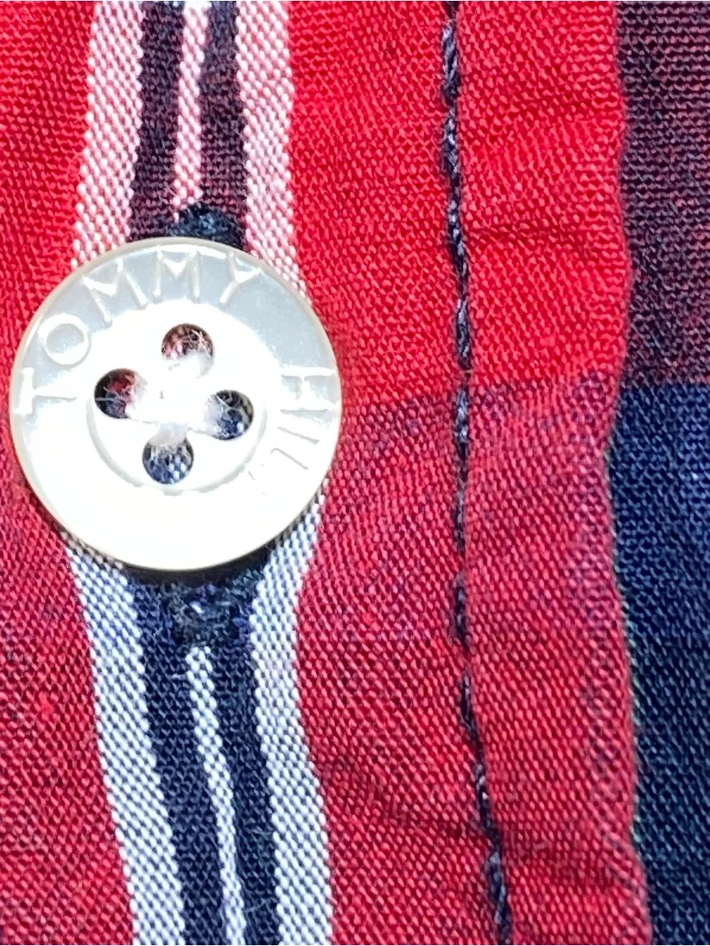 Tommy Hilfiger Red, Navy & Yellow Plaid Button-Down Shirt